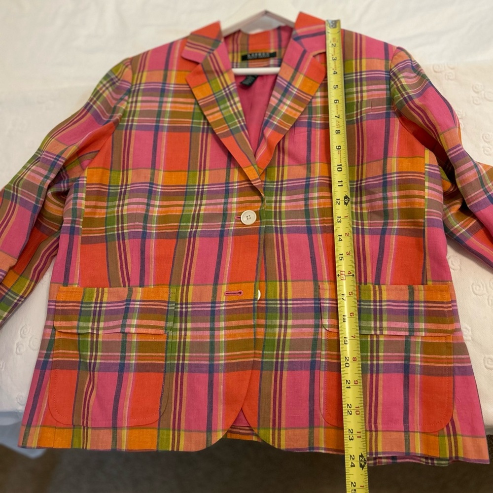 LAUREN by RALPH LAUREN PLAID JACKET BLAZER 100% LINEN - NWOT - Picture 8 of 12